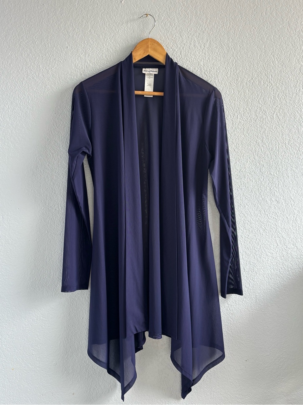 Tommy Bahama Navy Blue Draped Waterfall Cardigan Handkerchief Hem Size Medium